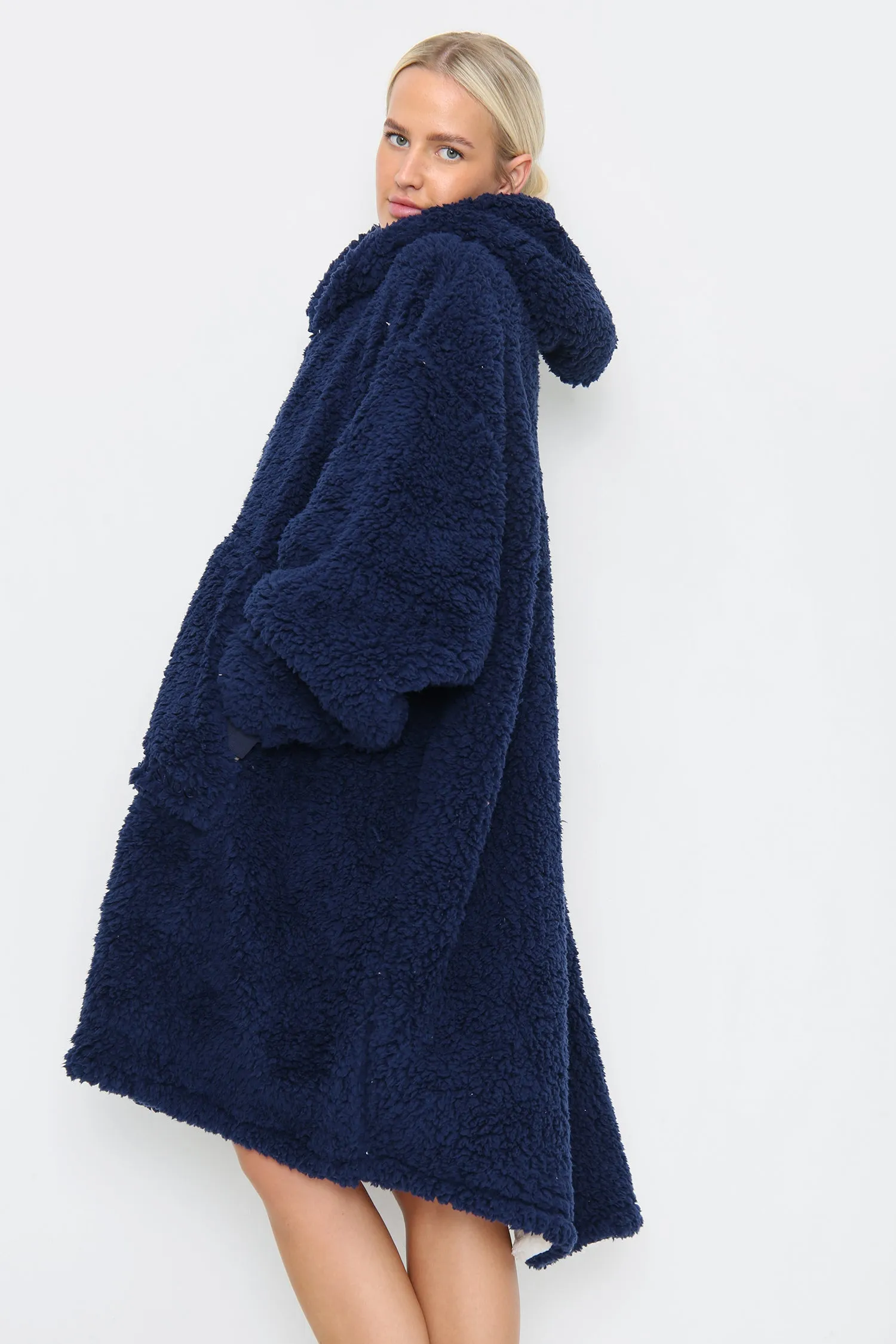 Teddy Hooded Blanket Charcoal