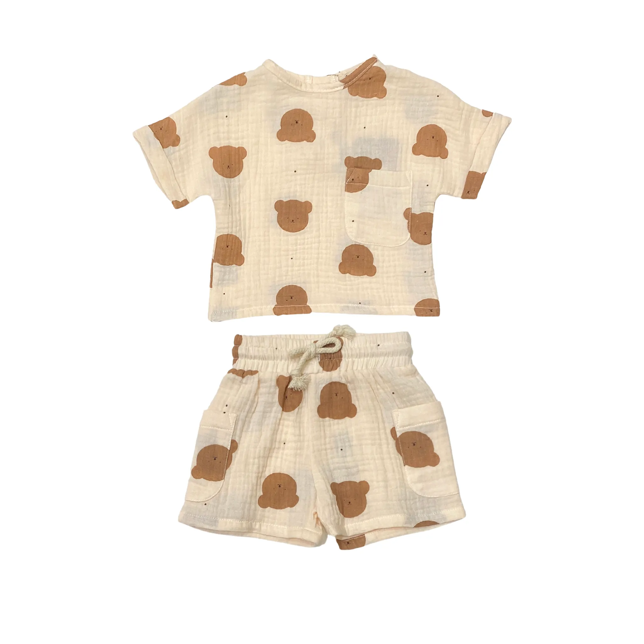 Teddy Organic Cotton Muslin Short & T-Shirt Set