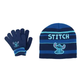 Textiel Trade Kids' One Size Fits Most Disney Lilo & Stitch Hat and Gloves Winter Set