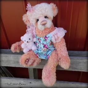 Toddler Lorelei Coral - 21in hand dyed MOHAIR Artist toddler style Panda Bear by Emmas Bears - OOAK