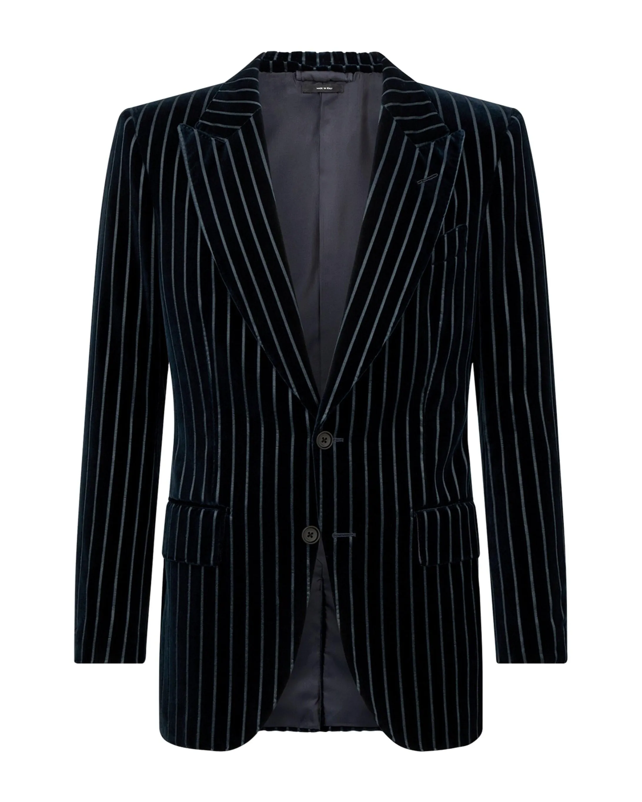 Tom Ford Mens Black Velvet Pin Striped Blazer Jacket