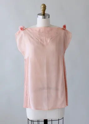 Vintage 1920s Pink Silk Top with Side Pleating