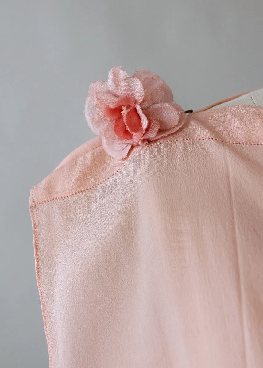 Vintage 1920s Pink Silk Top with Side Pleating