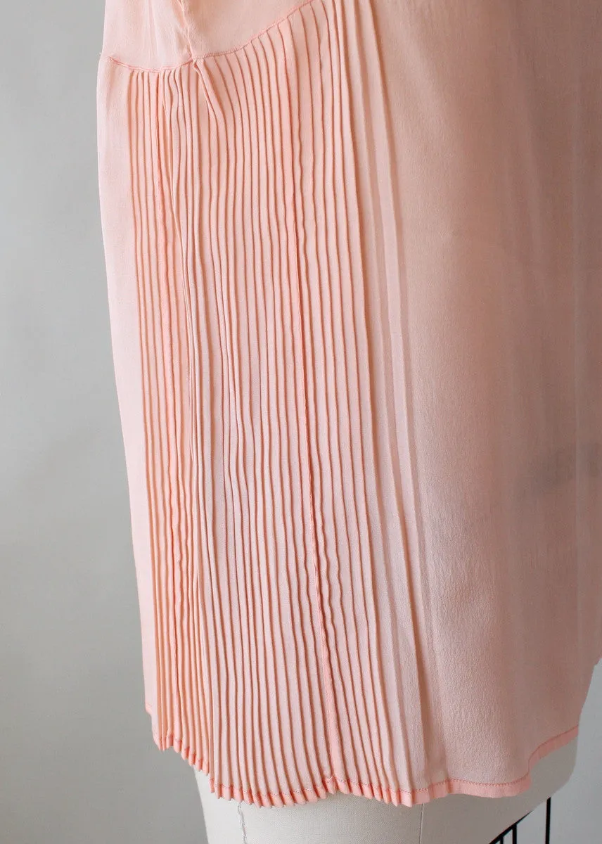 Vintage 1920s Pink Silk Top with Side Pleating