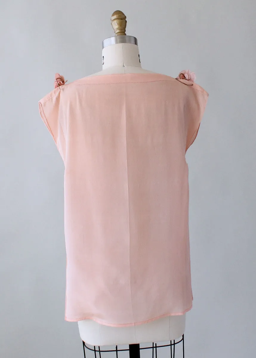 Vintage 1920s Pink Silk Top with Side Pleating