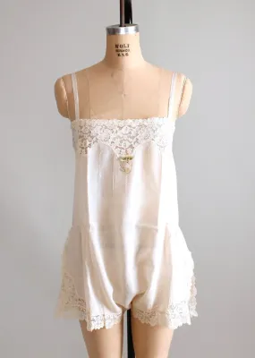 Vintage 1920s Silk and Lace Betty Jane Onesie NOS