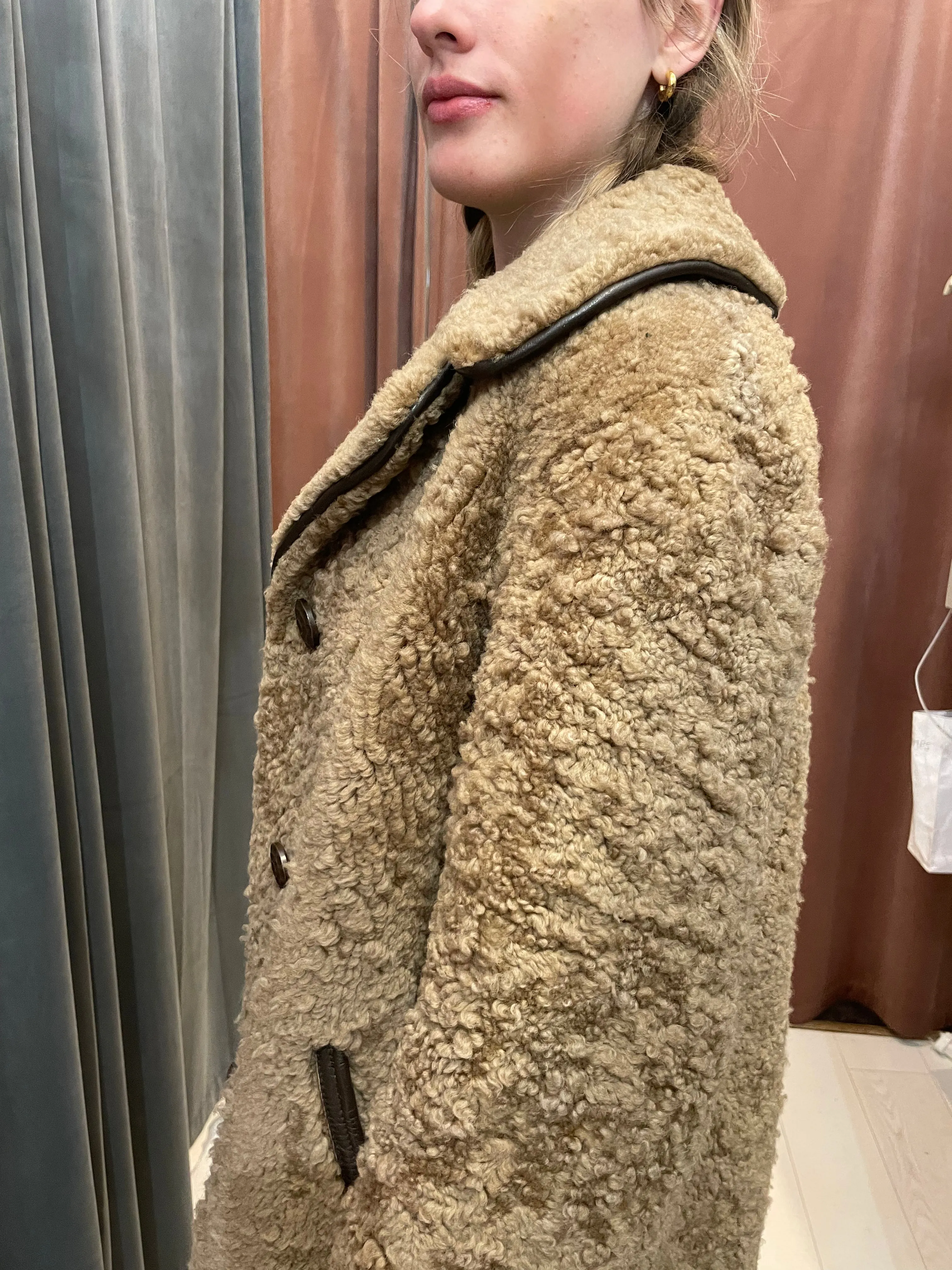 Vintage 1960's Beige Sheepskin Coat