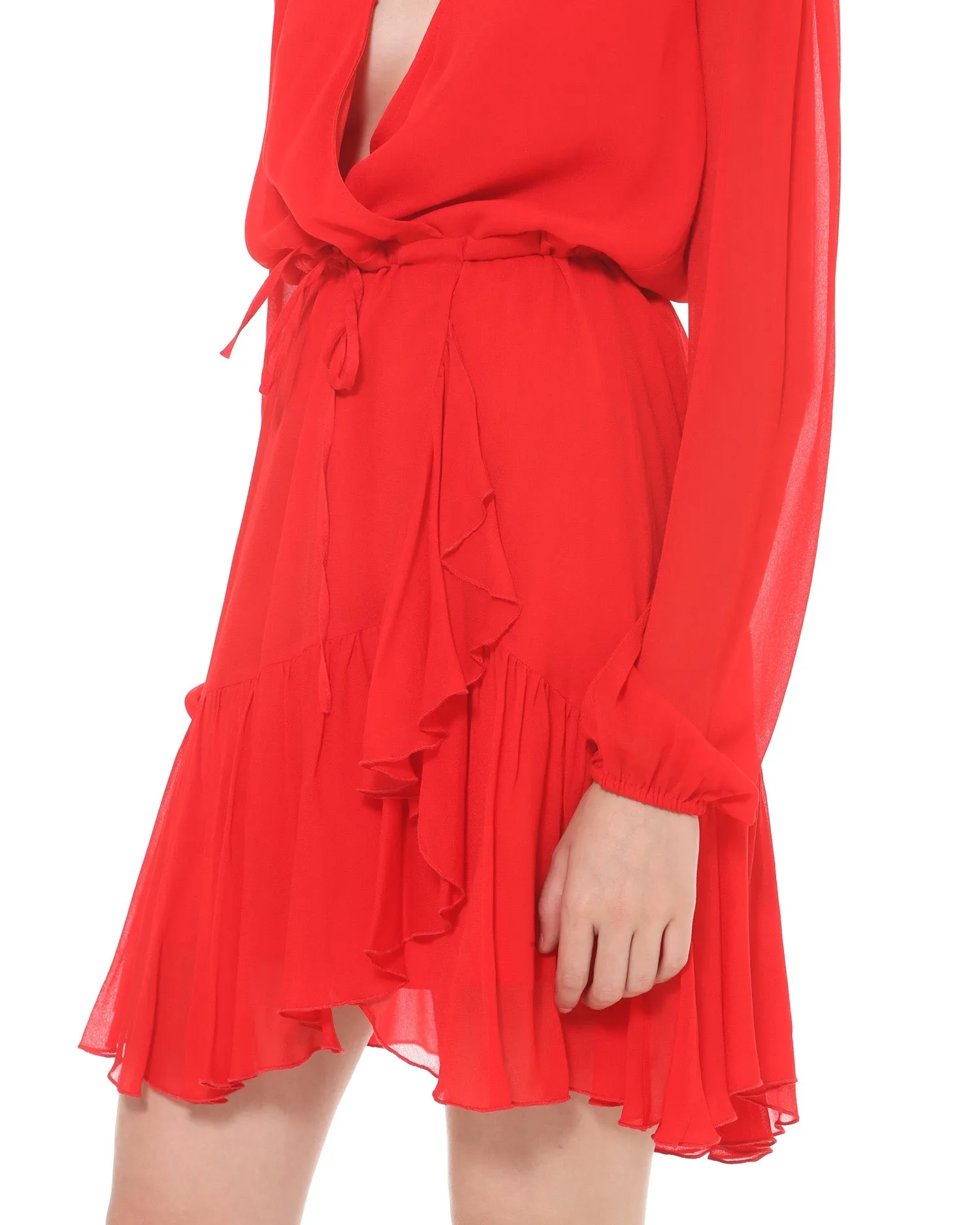 Waisted wrap dress flounce on bottom