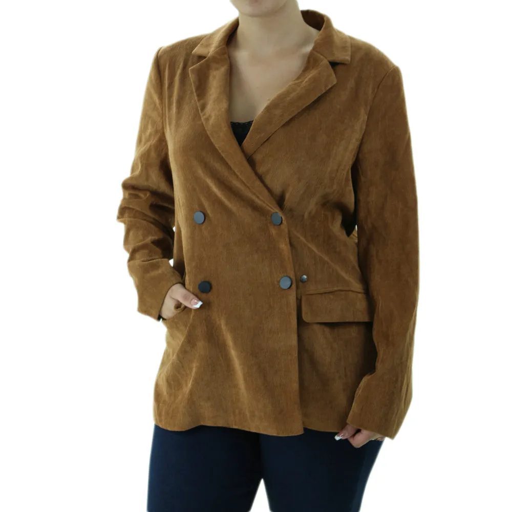 Women's Corduroy Ribbed Blazer,Camel