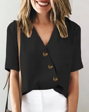 Women's Diagonal Button Shirt Top