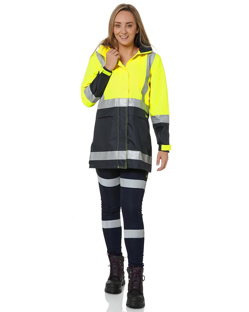 Womens H Taped Hi Vis Rain Coat - Yellow/Navy