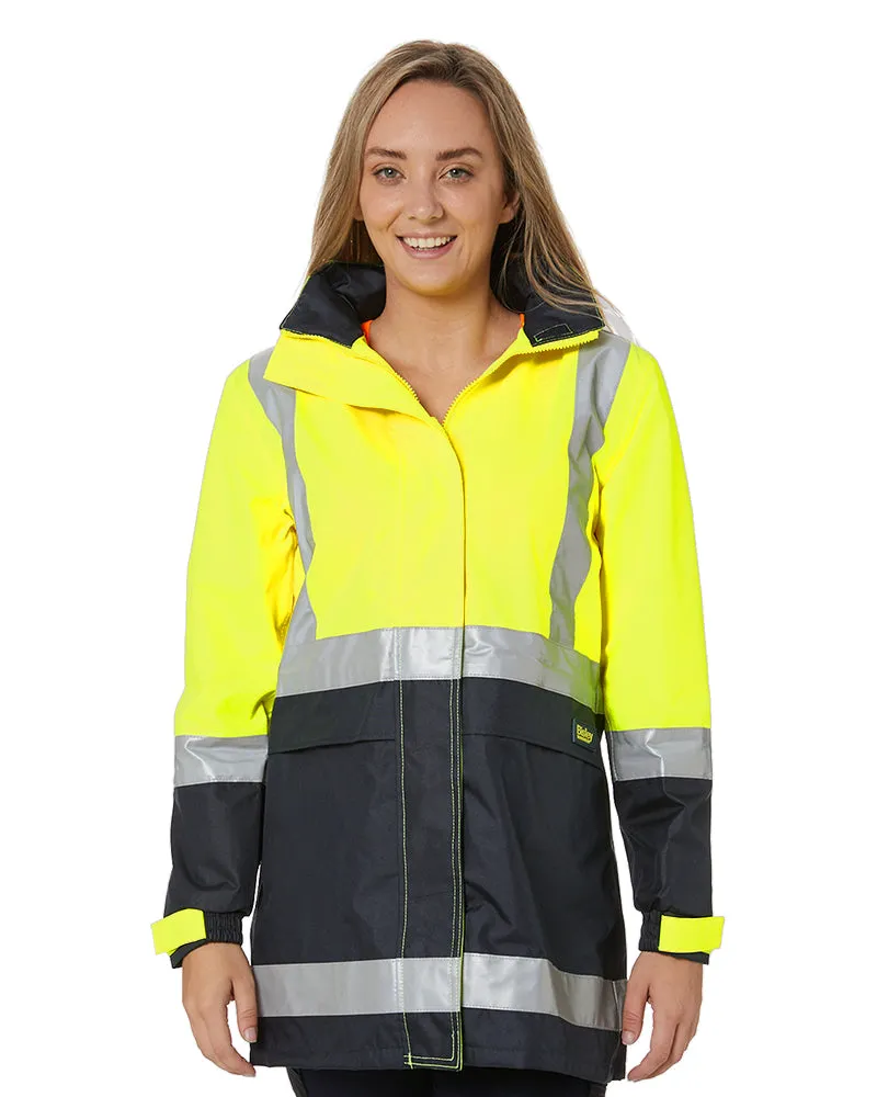 Womens H Taped Hi Vis Rain Coat - Yellow/Navy