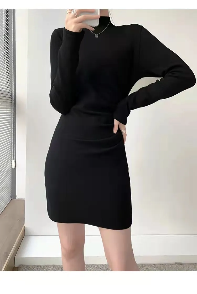 Women's Sexy Wrap Front Long Sleeve Ruched Bodycon Mini Club Dress