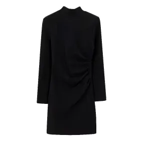 Women's Sexy Wrap Front Long Sleeve Ruched Bodycon Mini Club Dress