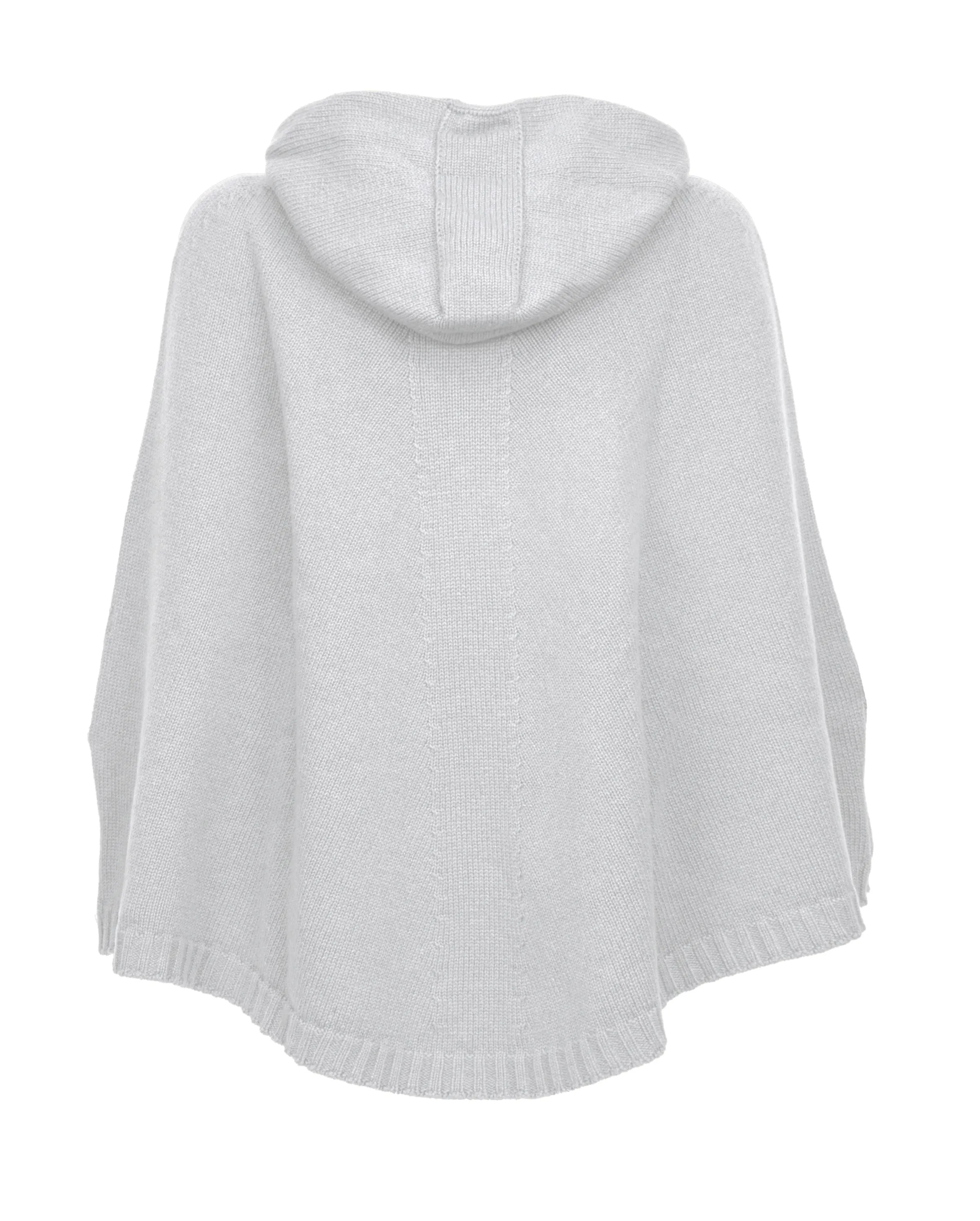 Womens's Pure Cashmere Hoodie Poncho Light Gray