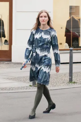 Wrap Dress Petrol with Brushstripes