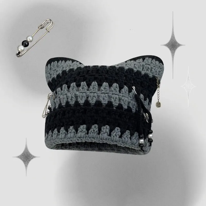 Y2k cat ears pin hat